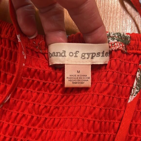 Band of Gypsies Floral Red Maxi Dress POCKETS medium - Picture 10 of 10